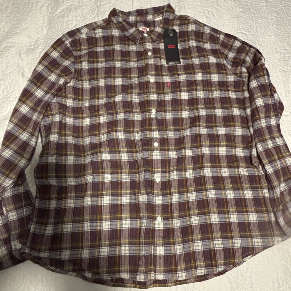 Levi's Casual Button Down Shirt Blue and Red Plaid